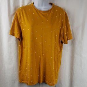 Denim & Flower Ricky Singh Men's Large Mustard Yellow Palm Tree Shirt